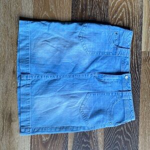 Mid length denim skirt with heart embroidered (unable to pose in)